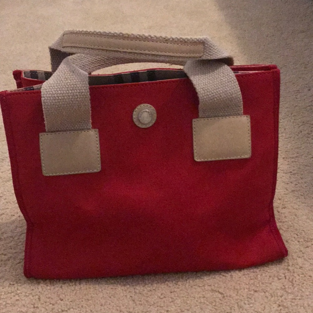 Burberry London small canvas red satchel